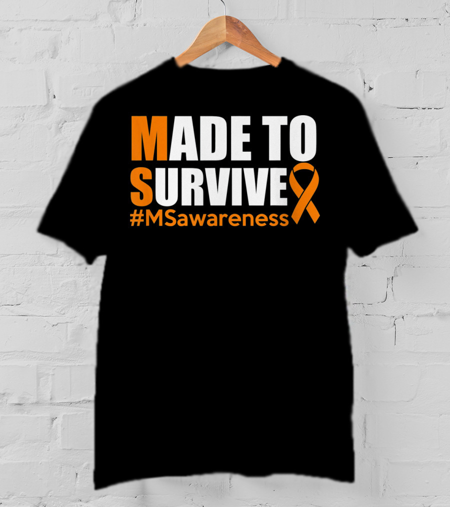 Made To Survive MS Awareness Ribbon Hashtag T-Shirt