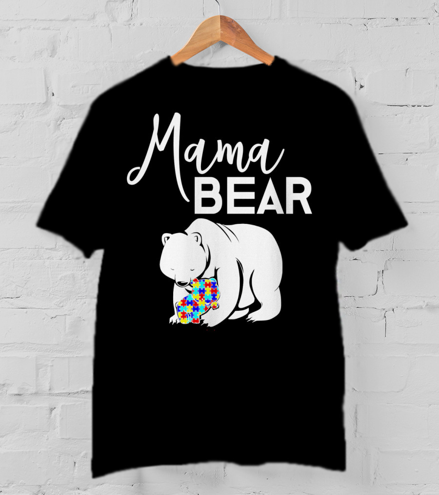 Mama Bear Autism Puzzle Heart T-Shirt