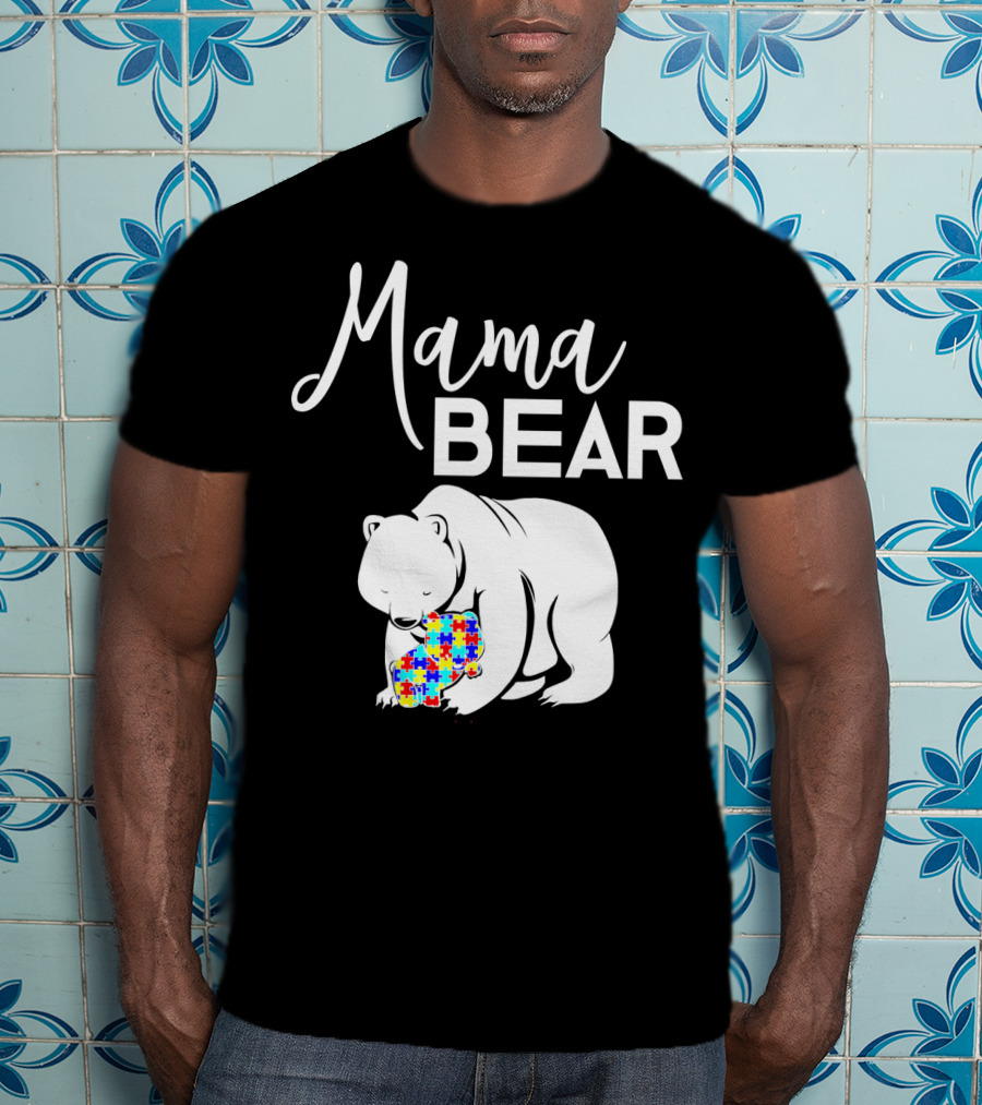Mama Bear Autism Puzzle Heart T-Shirt