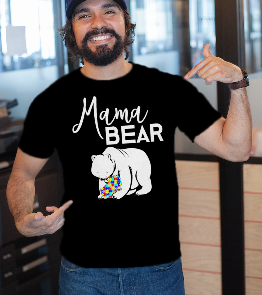 Mama Bear Autism Puzzle Heart T-Shirt