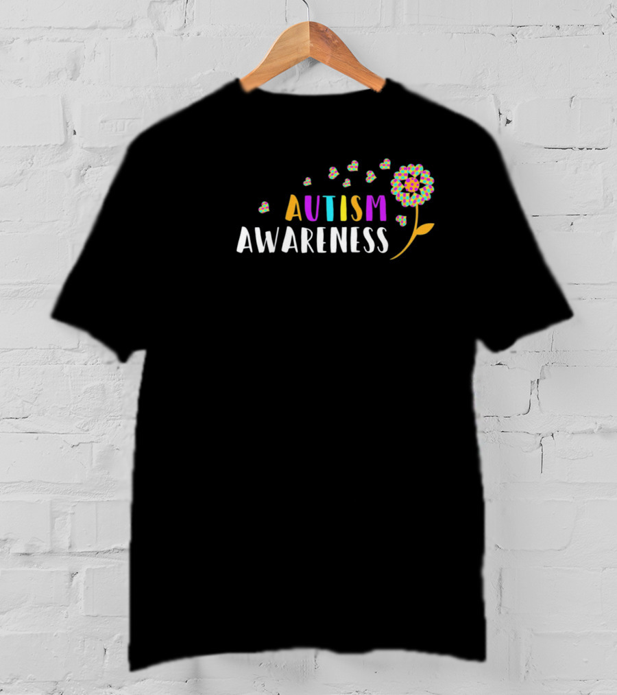 Autism Awareness Colorful Dandelion And Hearts T-Shirt