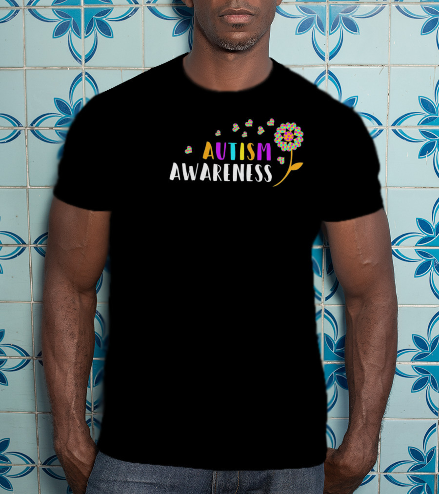 Autism Awareness Colorful Dandelion And Hearts T-Shirt