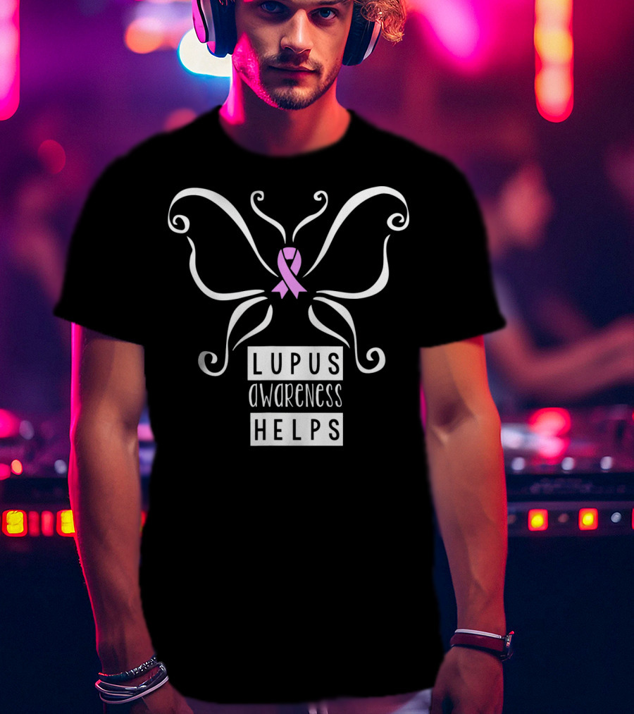 Lupus Awareness Helps Pink Ribbon Butterfly T-Shirt