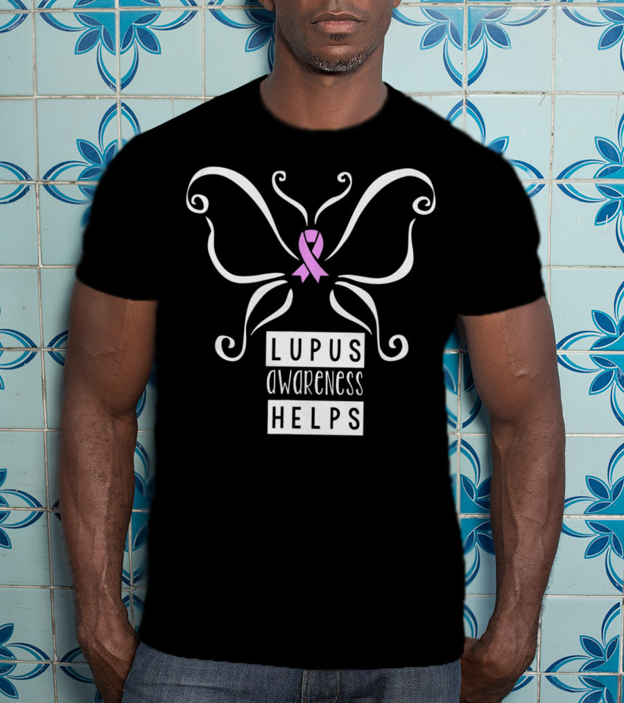 Lupus Awareness Helps Pink Ribbon Butterfly T-Shirt