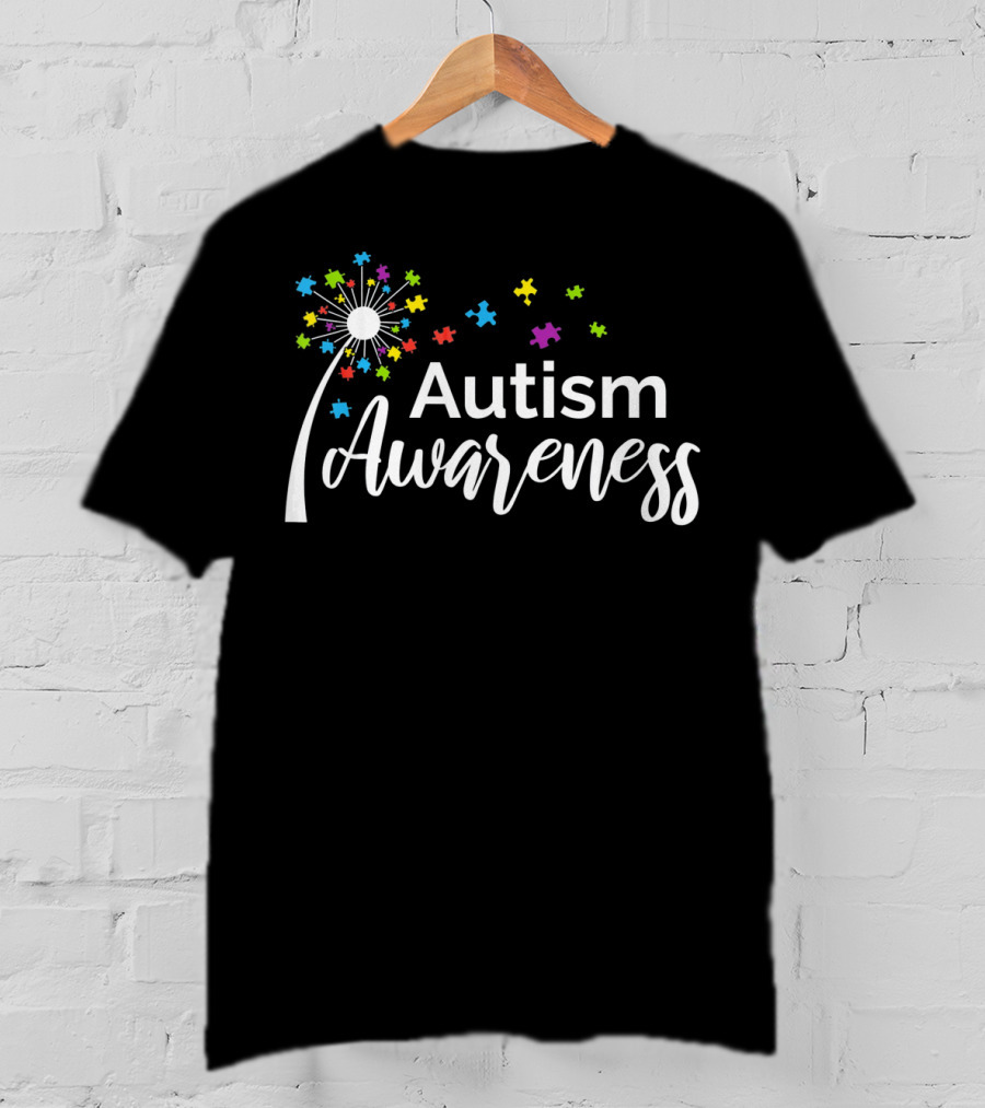 Autism Awareness Dandelion Puzzle Pieces Blossoming Understanding T-Shirt