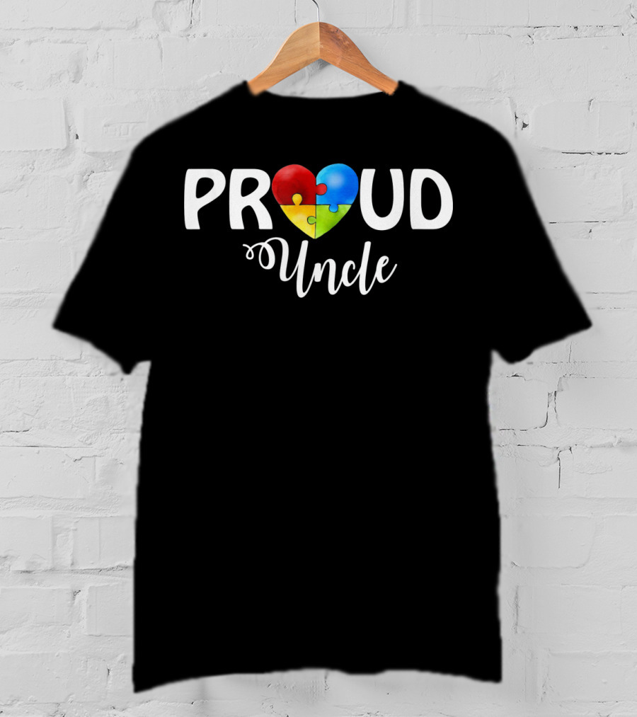 Proud Uncle Heart Puzzle Autism Awareness T-Shirt