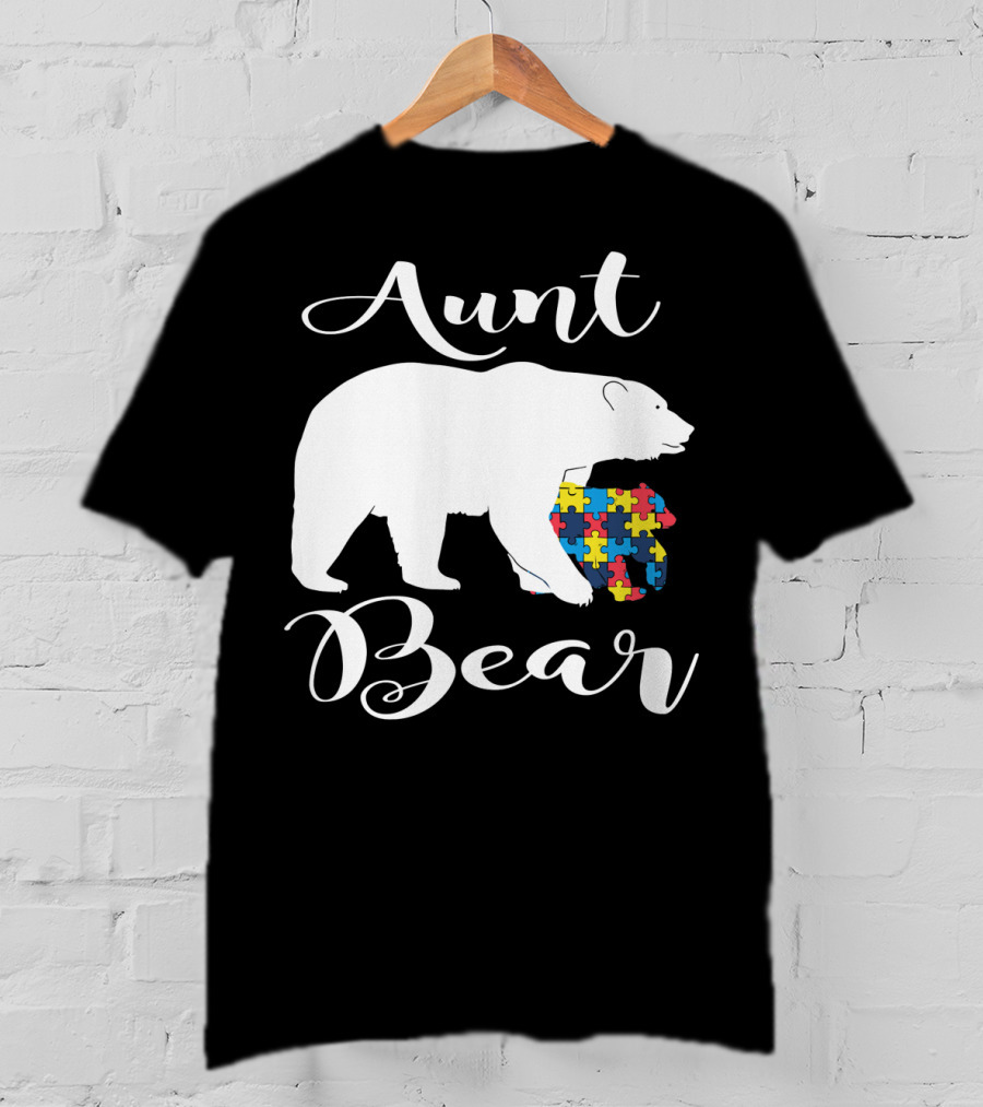 Aunt Bear Autism Puzzle Family Bear T-Shirt
