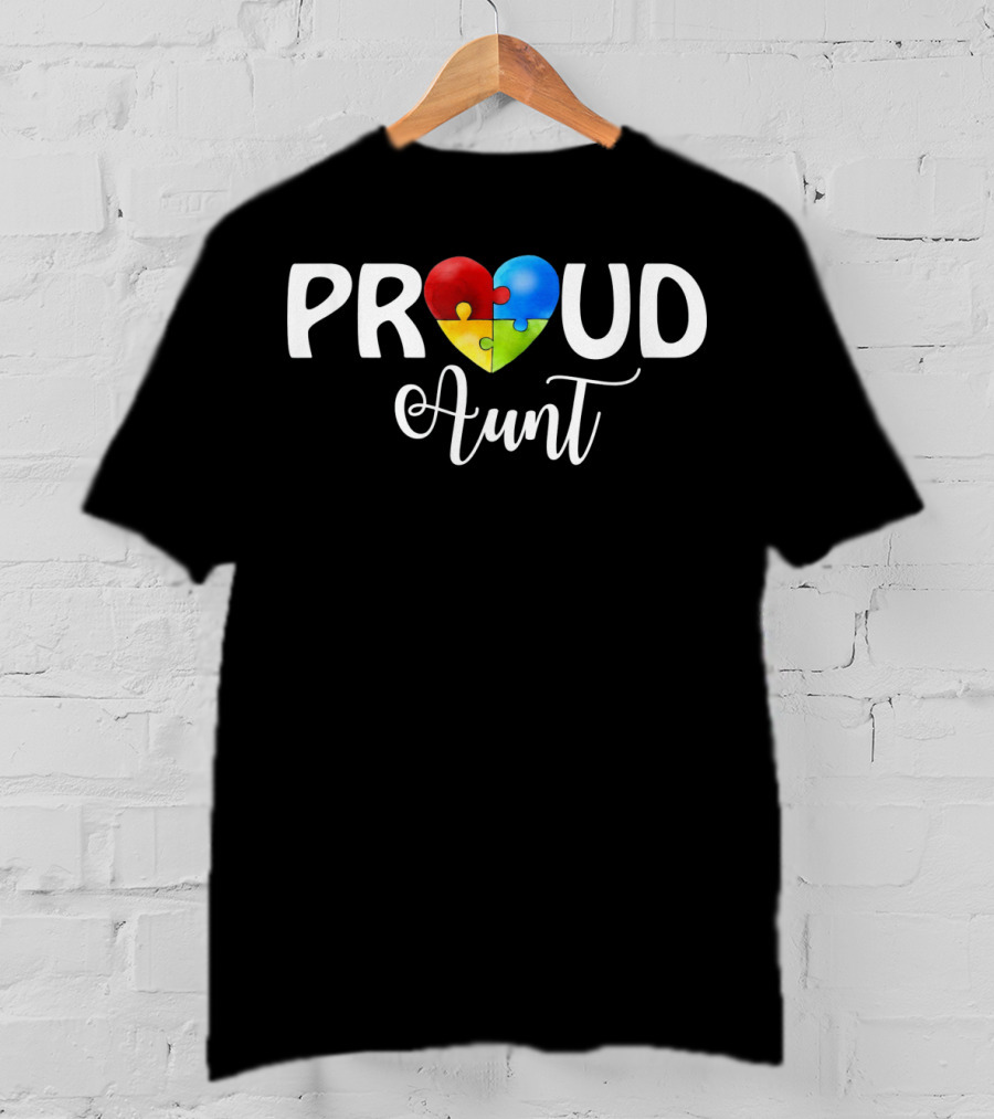 Proud Aunt Autism Puzzle Heart T-Shirt
