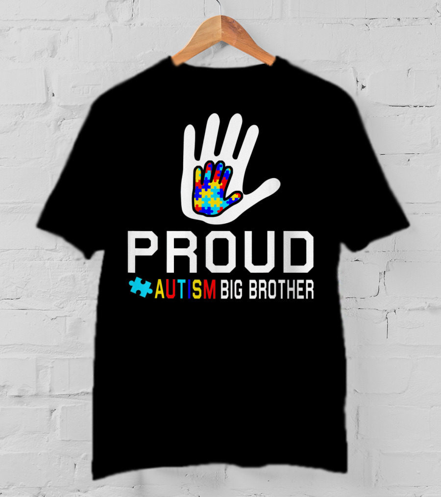 Proud Autism Big Brother Puzzle Hand T-Shirt