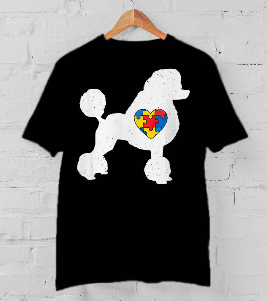 Poodle With Puzzle Heart Autism Awareness Day T-Shirt