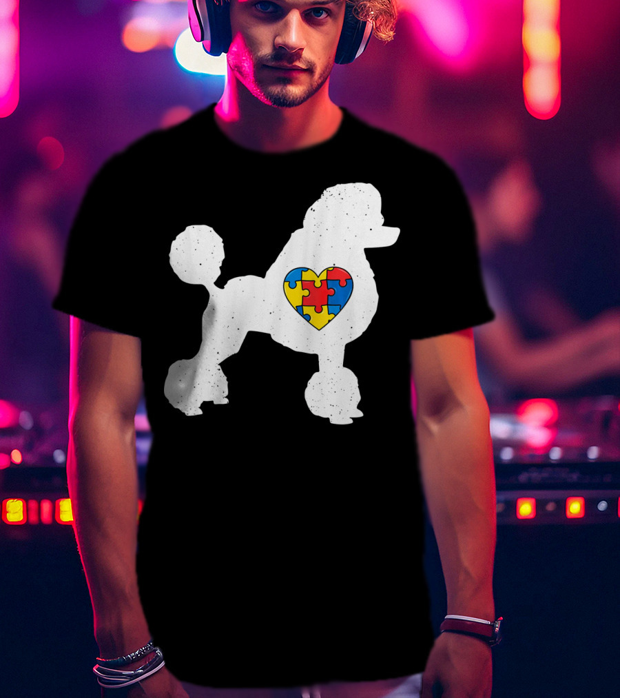 Poodle With Puzzle Heart Autism Awareness Day T-Shirt