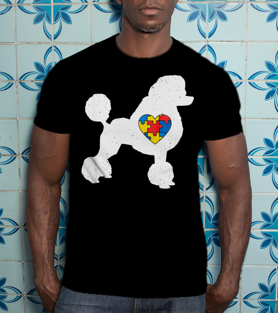 Poodle With Puzzle Heart Autism Awareness Day T-Shirt
