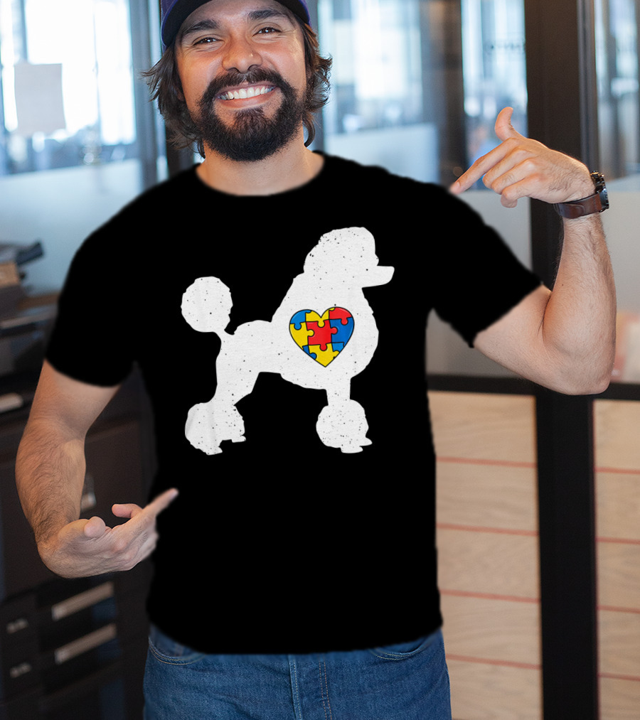 Poodle With Puzzle Heart Autism Awareness Day T-Shirt