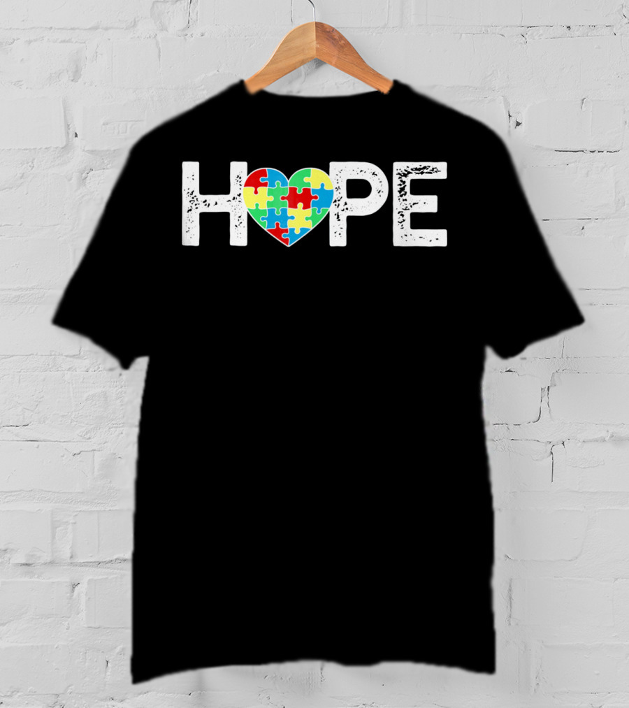 HOPE Heart With Autism Puzzle Pieces T-Shirt