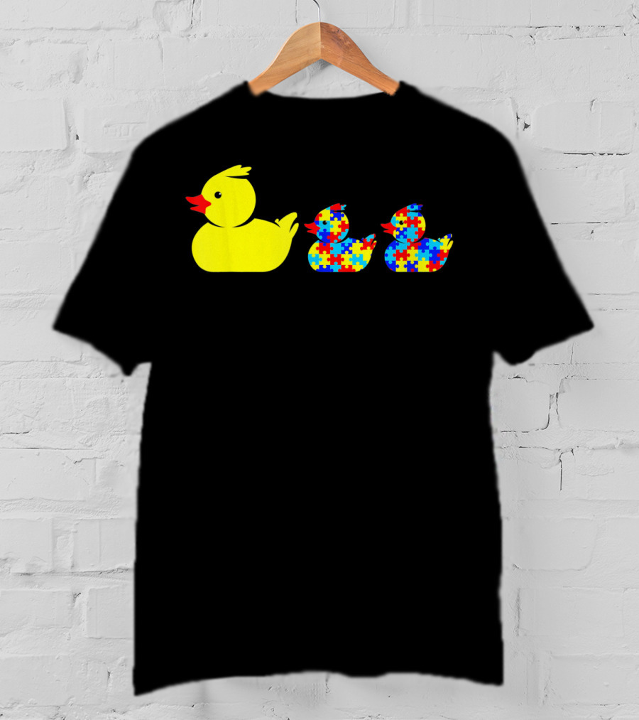 Duck Autism Awareness Puzzle Pattern Ducks T-Shirt