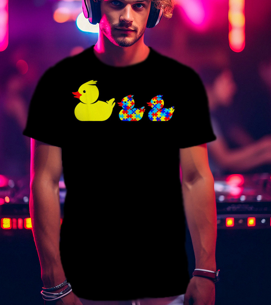 Duck Autism Awareness Puzzle Pattern Ducks T-Shirt