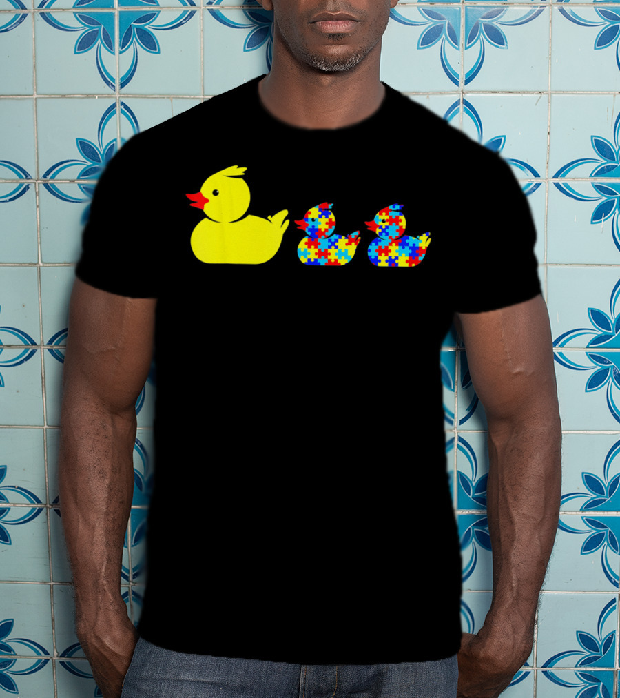 Duck Autism Awareness Puzzle Pattern Ducks T-Shirt