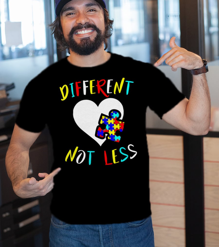 Different Not Less Autism Awareness Puzzle Heart T-Shirt