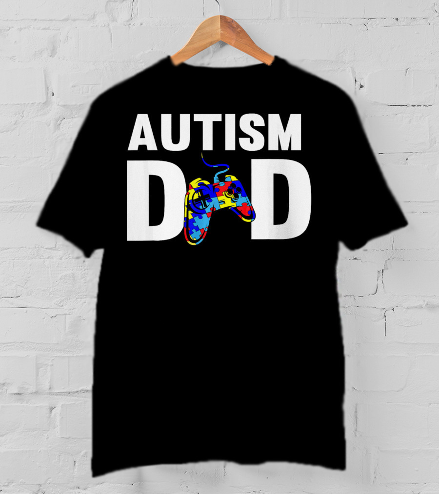 Father's Day Gamer Autism Dad Awareness Controller Puzzle T-Shirt
