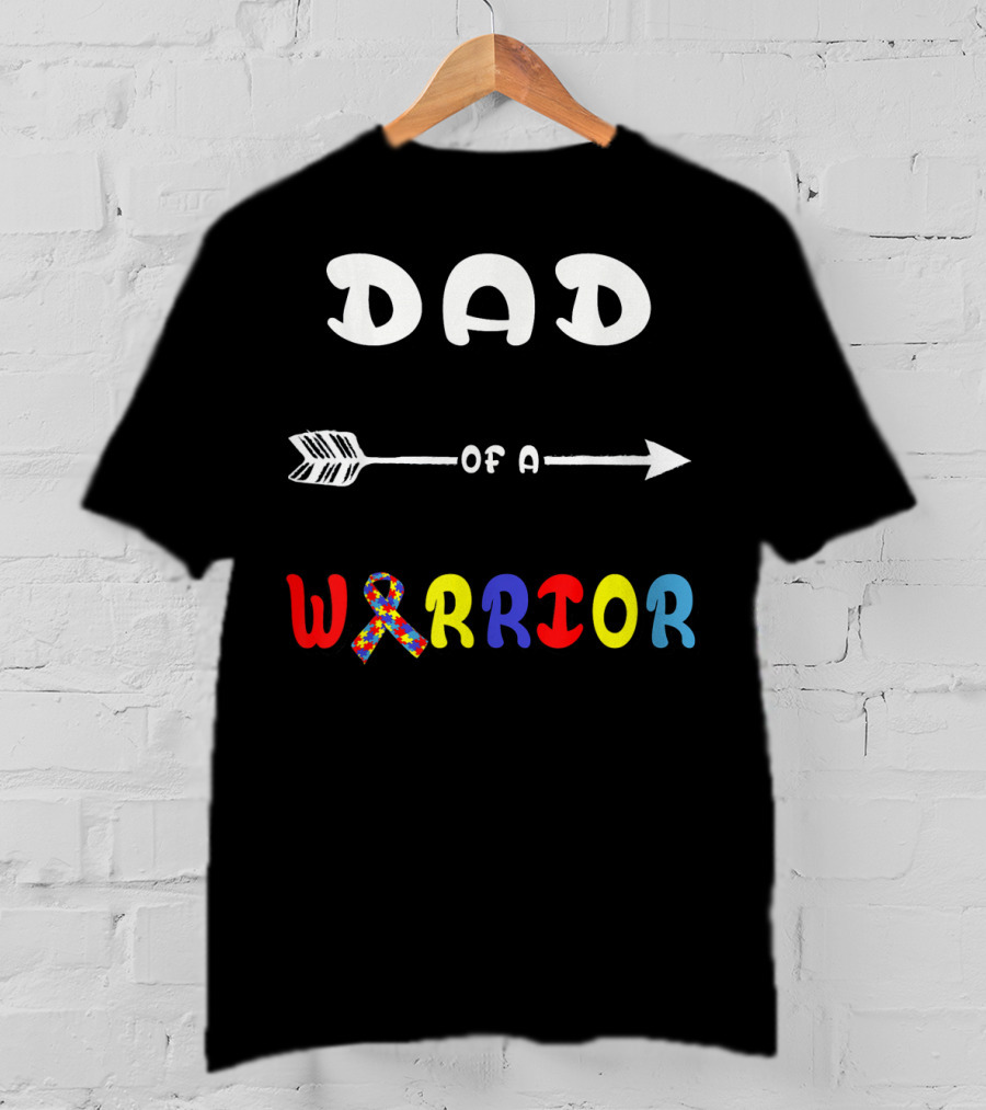 Dad Of A Warrior Autism Awareness Arrow Puzzle T-Shirt