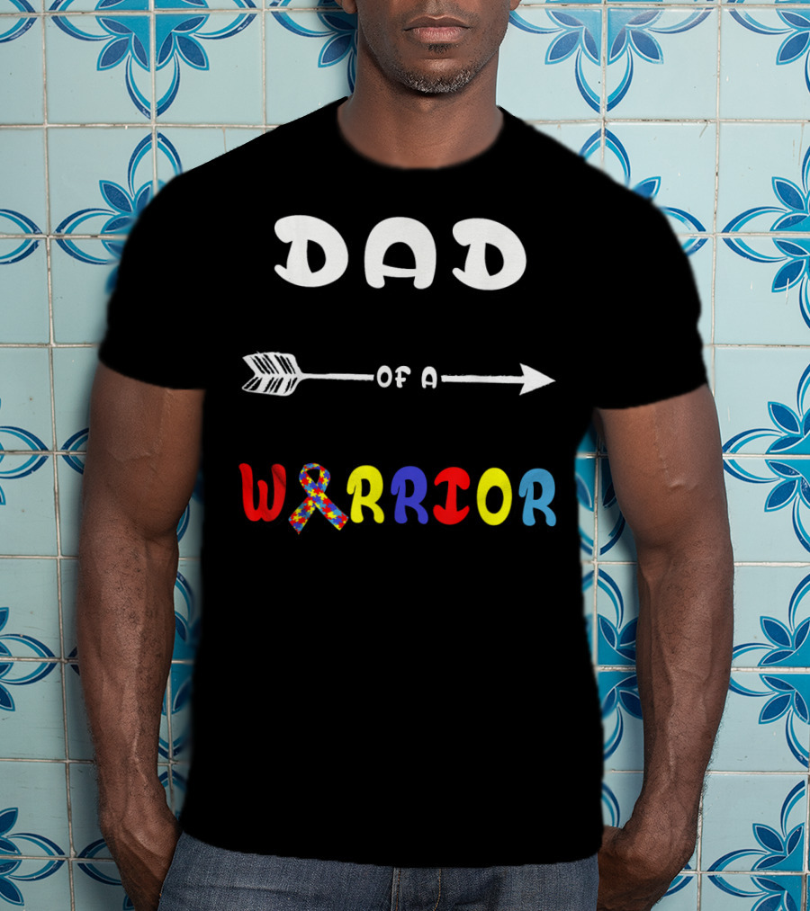 Dad Of A Warrior Autism Awareness Arrow Puzzle T-Shirt