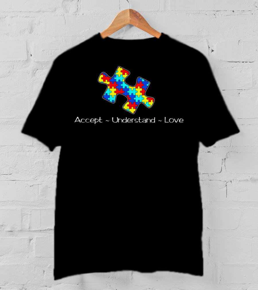 Accept Understand Love Autism Awareness Puzzle T-Shirt