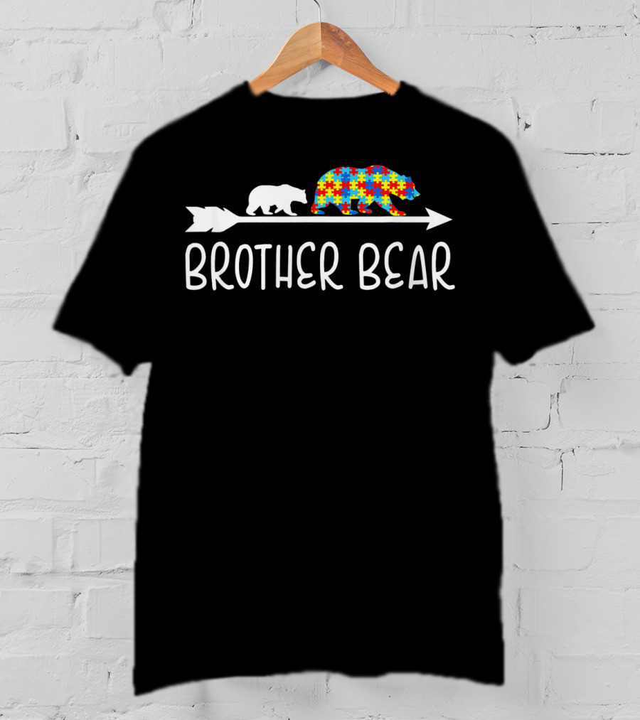 Brother Bear Autism Awareness Puzzle Bear Arrow T-Shirt