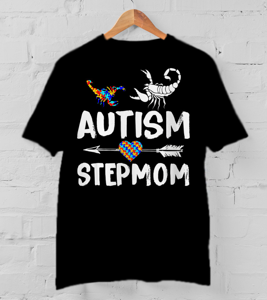 Scorpion Autism Stepmom Love Heart Puzzle Arrow T-Shirt