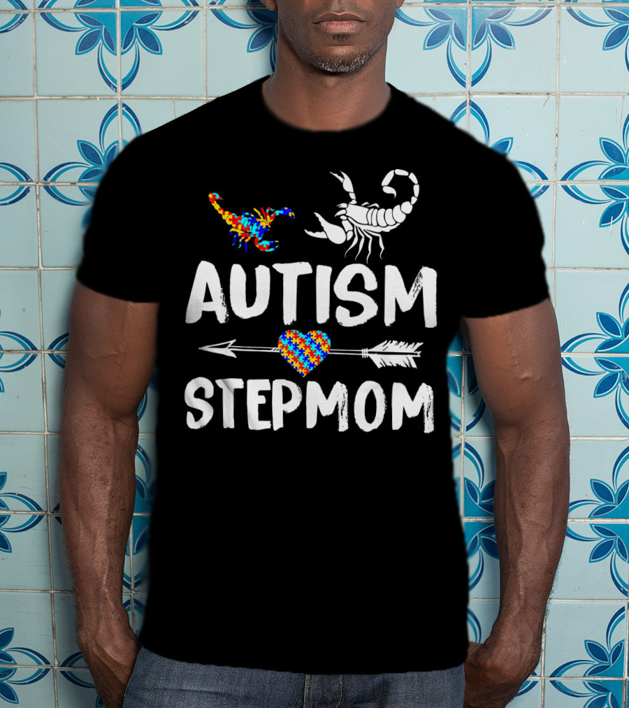 Scorpion Autism Stepmom Love Heart Puzzle Arrow T-Shirt