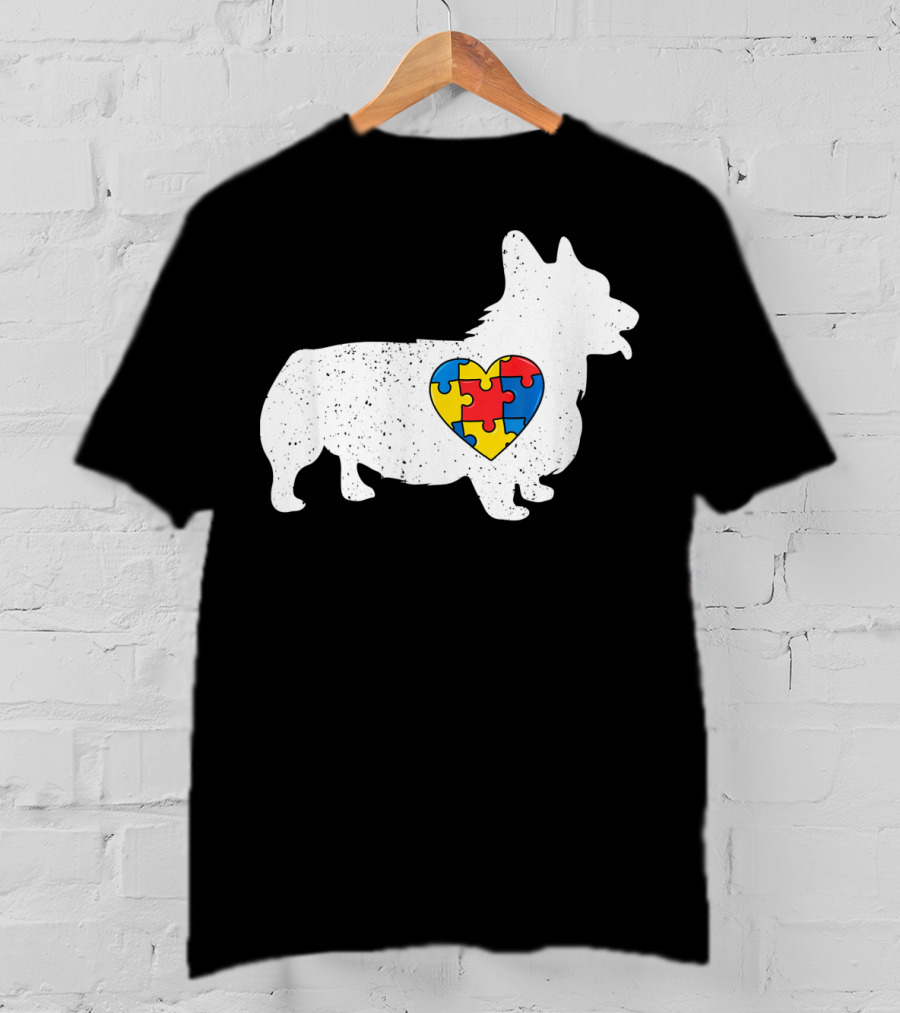 Corgi Puzzle Heart Autism Awareness T-Shirt