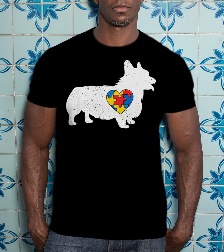 Corgi Puzzle Heart Autism Awareness T-Shirt