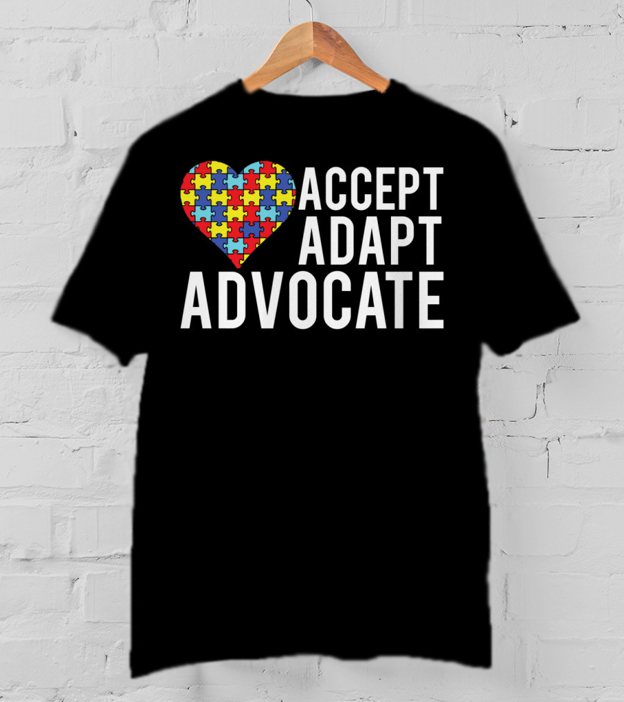 Autism Awareness Accept Adapt Advocate Puzzle Heart T-Shirt