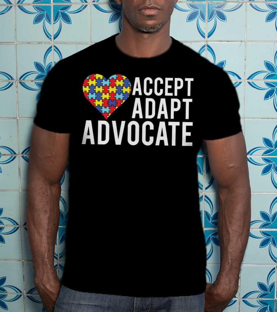 Autism Awareness Accept Adapt Advocate Puzzle Heart T-Shirt