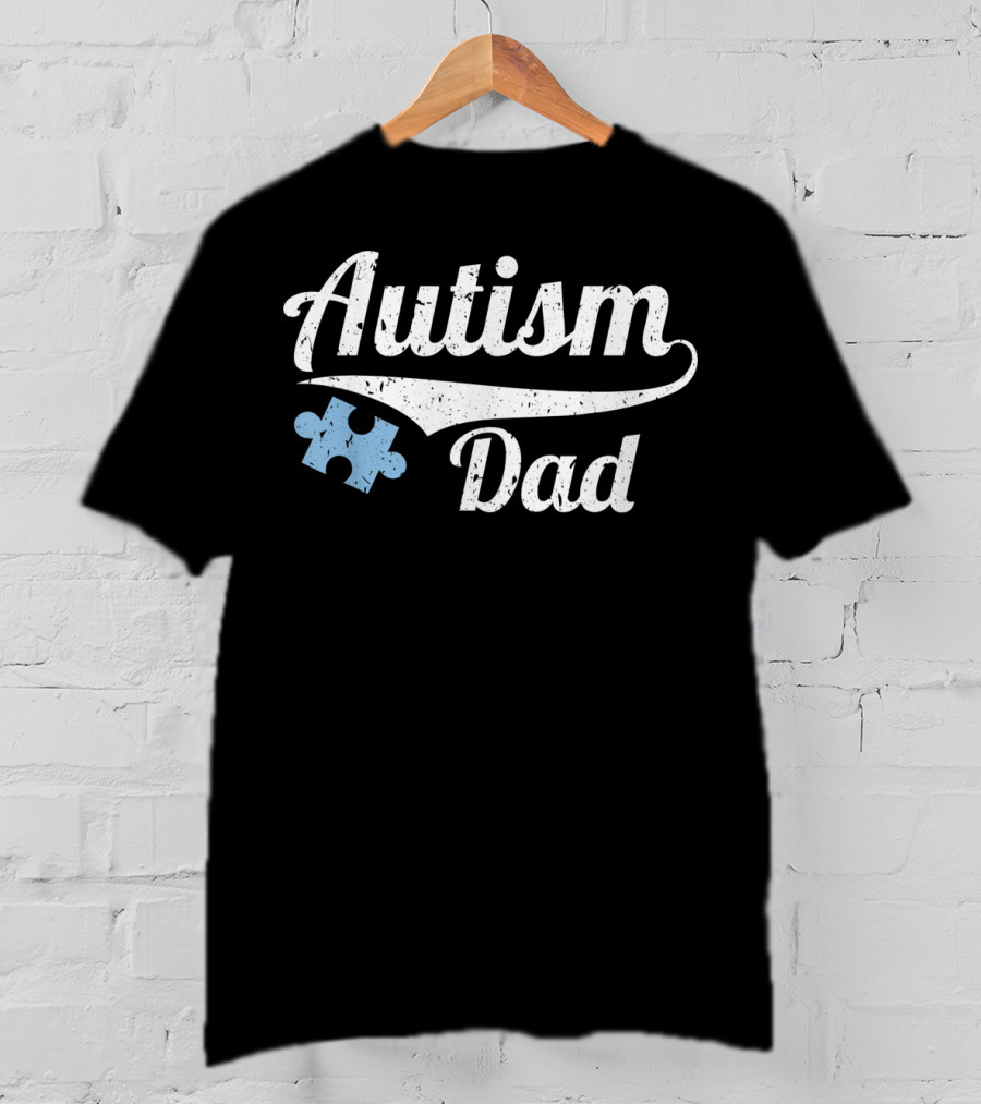 Autism Dad Distressed Mens Puzzle Piece T-Shirt