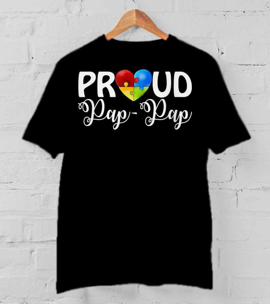 Proud Pap Pap Puzzle Heart Autism T-Shirt