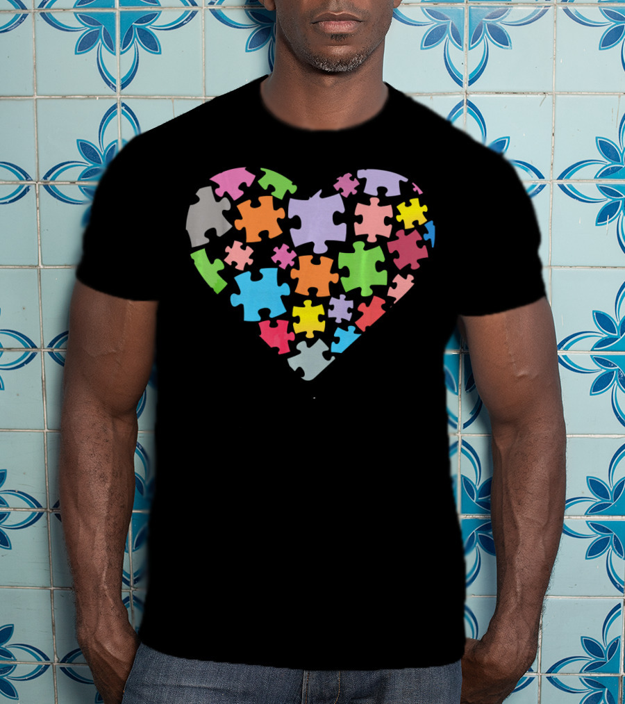 Love Autism Puzzle Heart Autism Awareness T-Shirt