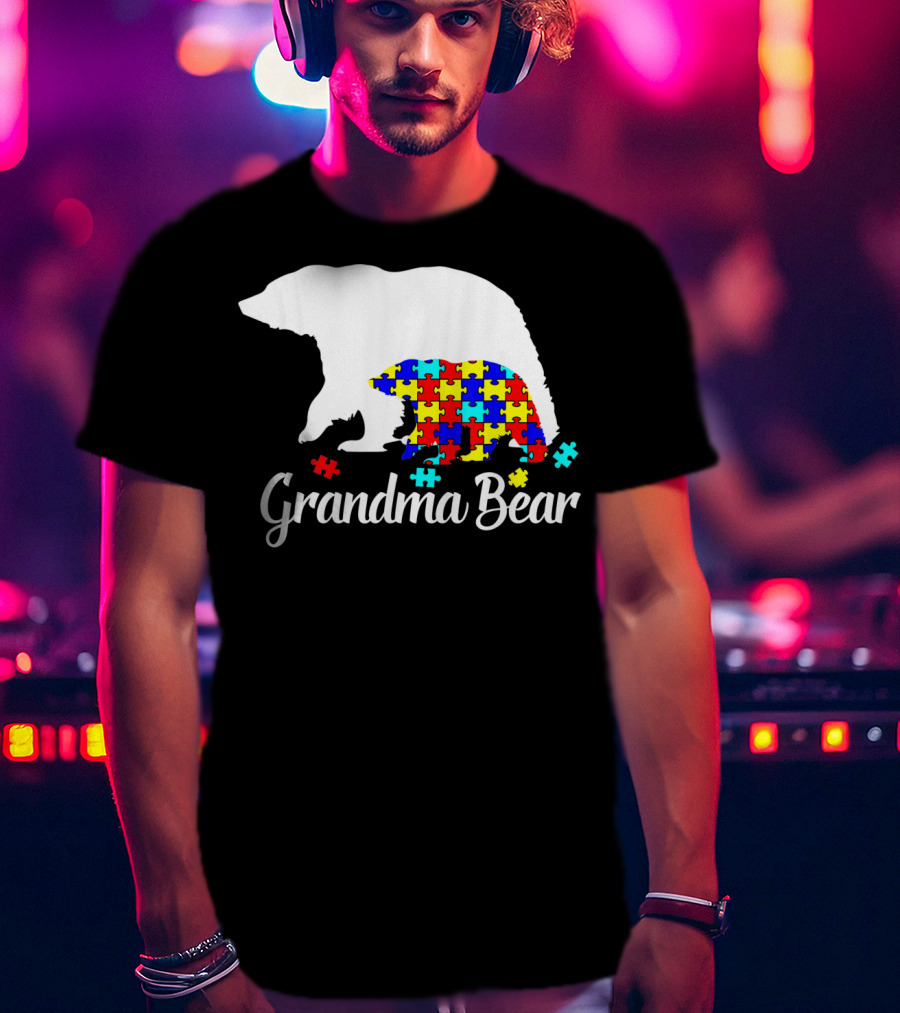 Grandma Bear Puzzle Autism Awareness Iconic T-Shirt