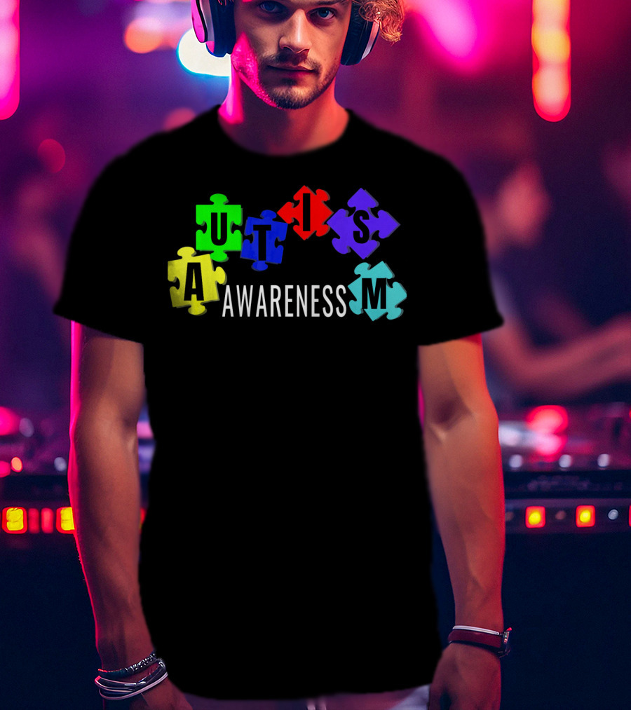 Autism Awareness Colorful Puzzle Pieces T-Shirt