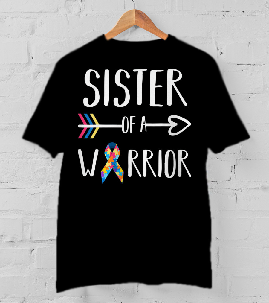 Sister Of A Warrior Autism Awareness Arrow And Puzzle T-Shirt