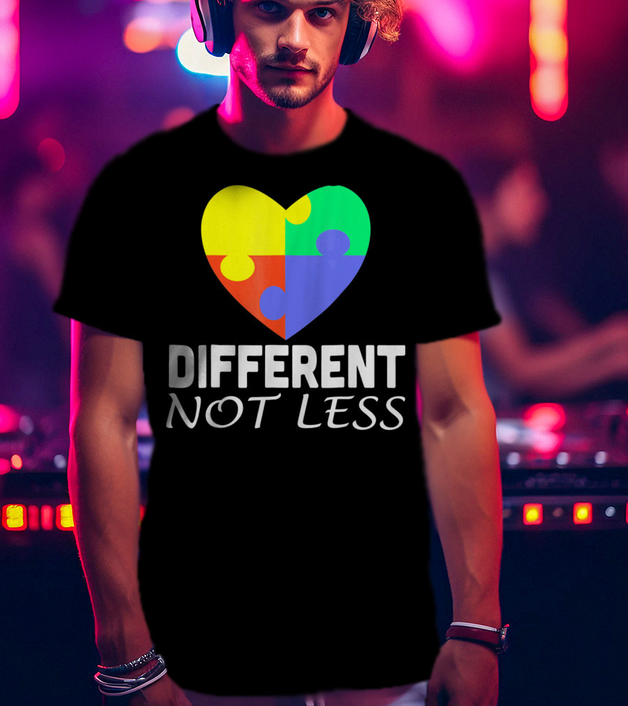 Different Not Less Autism Puzzle Piece Awareness T-Shirt