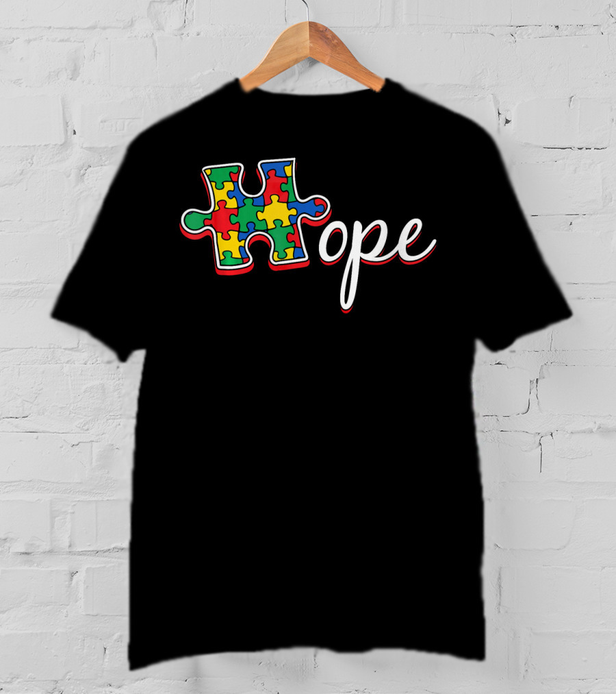 Autism Awareness Day Hope Puzzle Piece T-Shirt