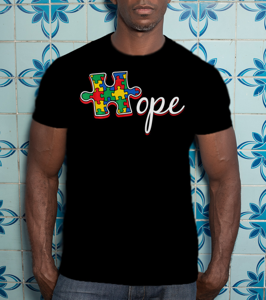 Autism Awareness Day Hope Puzzle Piece T-Shirt