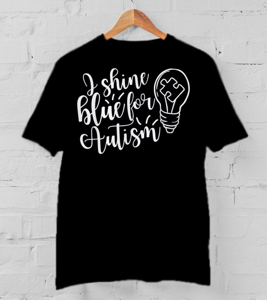 I Shine Blue For Autism Light Bulb Puzzle Piece T-Shirt