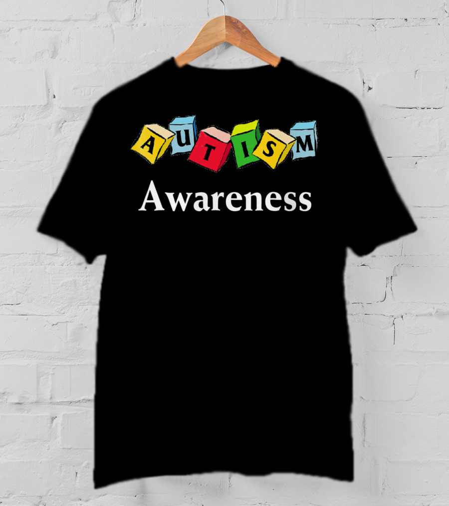 Autism Awareness Colorful Blocks Logo Autistic T-Shirt