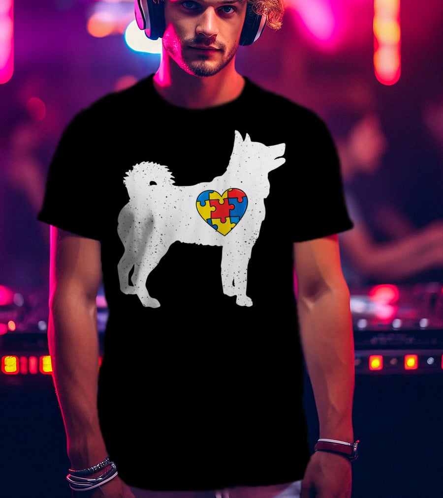 Husky Autism Awareness Puzzle Heart T-Shirt