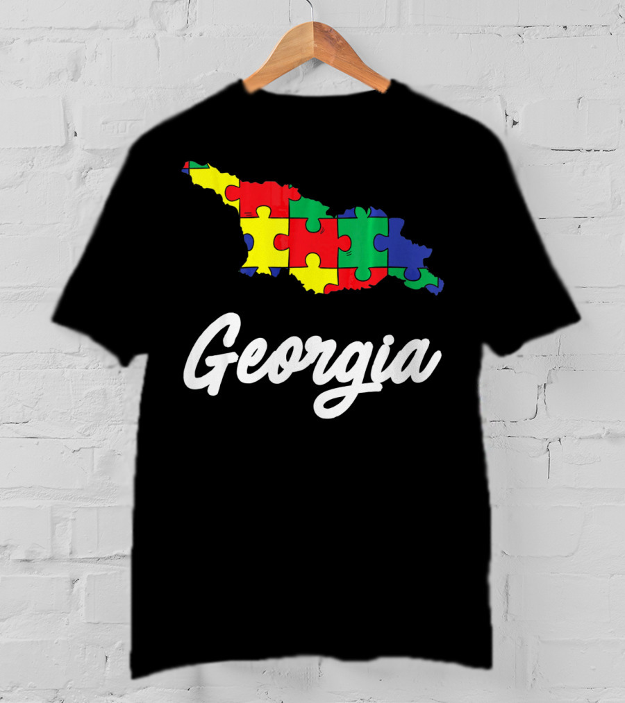 Georgia Autism Awareness Puzzle Map T-Shirt