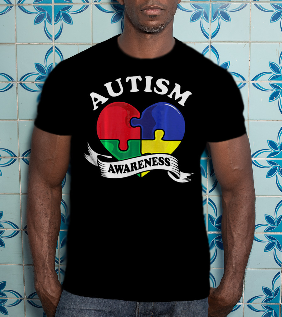 Autism Awareness Heart Puzzle Piece T-Shirt