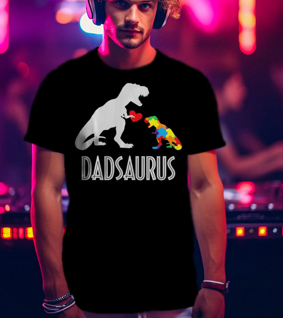 Dadsaurus Dinosaur Family Kids Autism Awareness T-Shirt