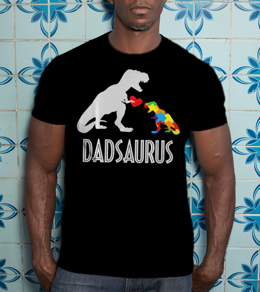 Dadsaurus Dinosaur Family Kids Autism Awareness T-Shirt