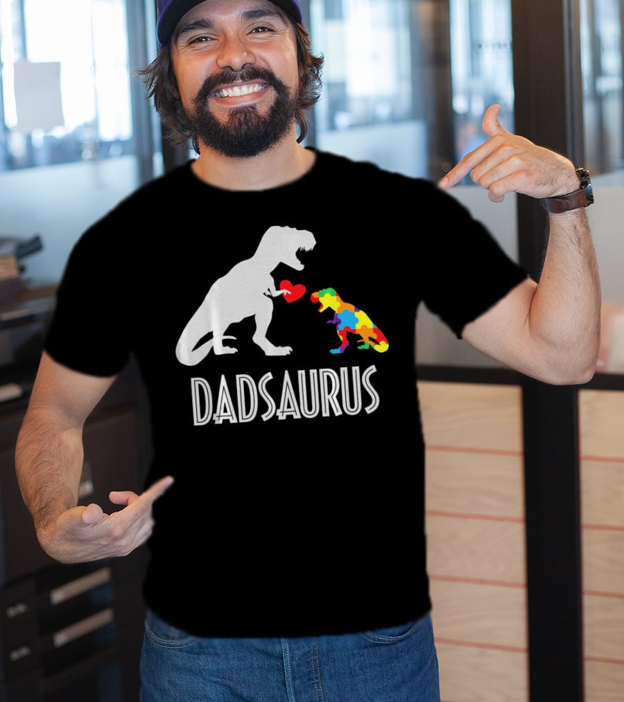 Dadsaurus Dinosaur Family Kids Autism Awareness T-Shirt